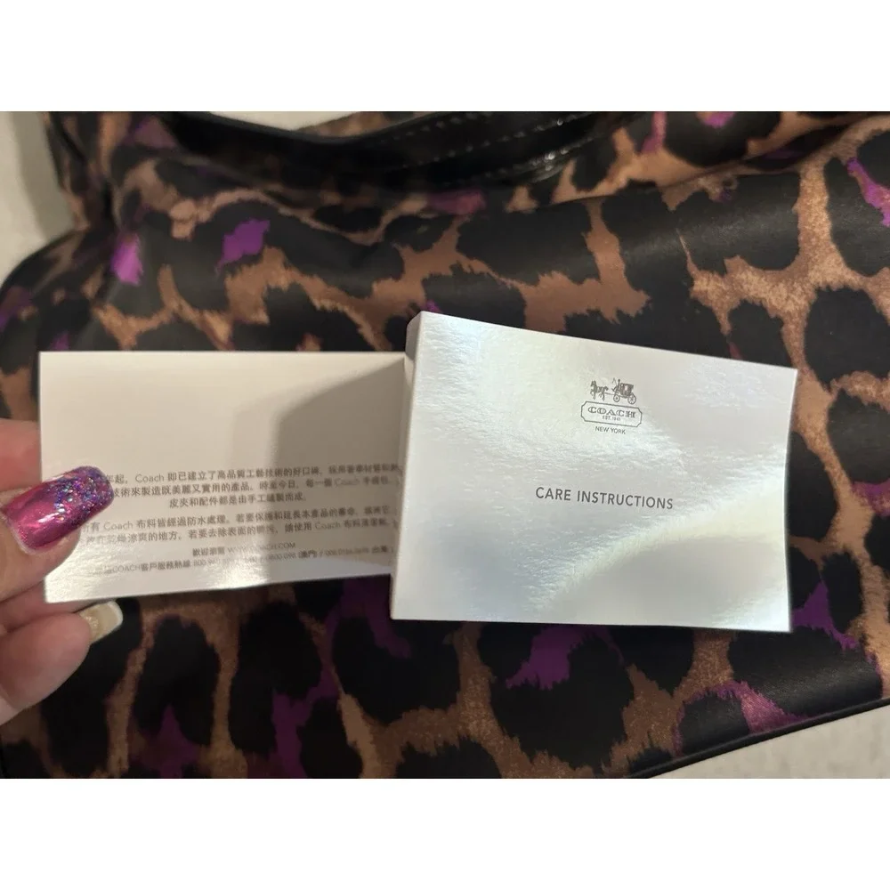 COACH NWT Ocelot Hobo Violet Multi Animal Print F26033 Large Logo
